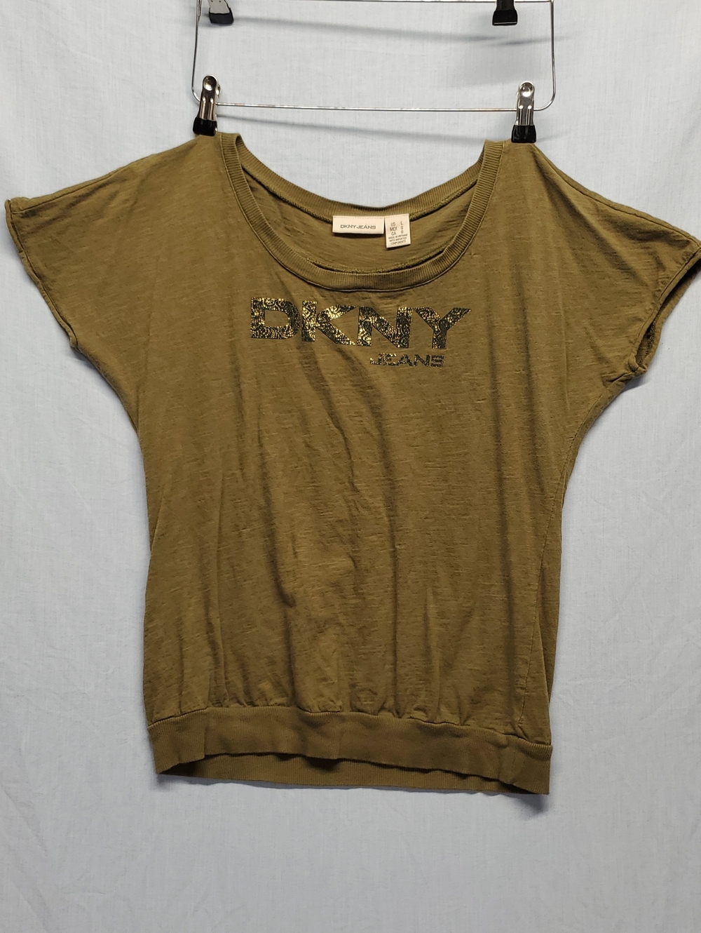 DKNY Olive Green Short Sleeve Logo Tee #243